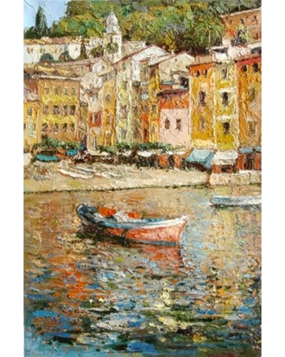 ציור שמן מופשט סירת דייגים